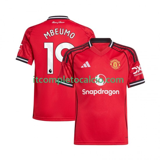 Maglia Manchester United Bryan Mbeumo 19 Divisa Home 2025-2026 Manica Corta ,Uomo