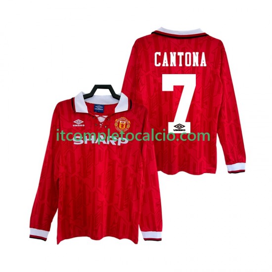 Maglia Manchester United CANTONA 7 1992 Retro Divisa Home 1994 Manica Lunga ,Uomo