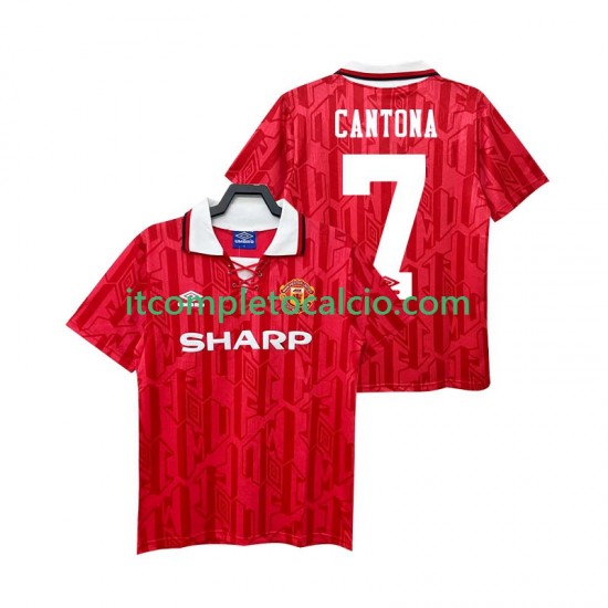 Maglia Manchester United CANTONA 7 1992 Retro Divisa Home 1994 Manica Corta ,Uomo