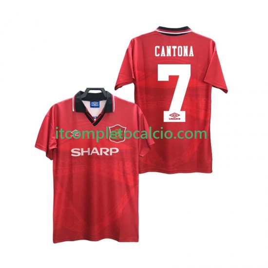 Maglia Manchester United CANTONA 7 1996 Retro Divisa Home 1994 Manica Corta ,Uomo