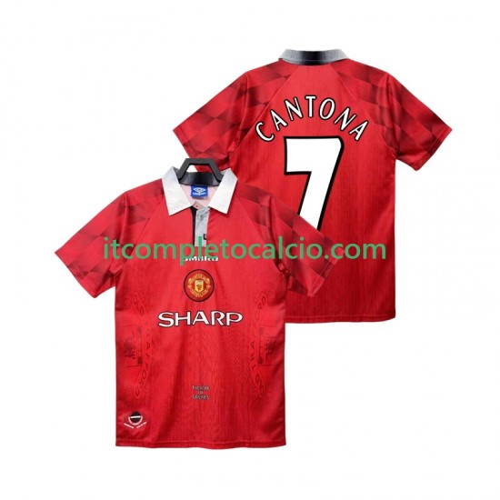 Maglia Manchester United CANTONA 7 1996 1997 Retro Divisa Home Manica Corta ,Uomo