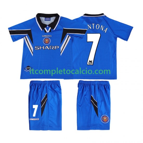 Maglia Manchester United CONTONA 7 1996 Retro Terza Divisa 1998 Manica Corta ,Bambino