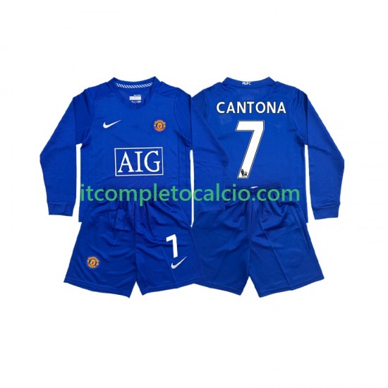 Maglia Manchester United CONTONA 7 2009 Retro Terza Divisa 2008 Manica Lunga ,Bambino