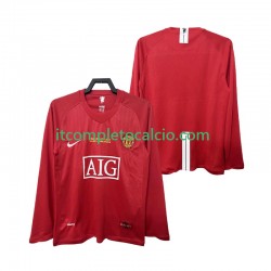 Maglia Manchester United Champions League 2007 Retro Divisa Home 2008 Manica Lunga ,Uomo
