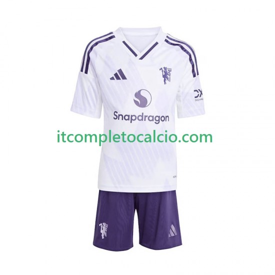 Maglia Manchester United Divisa Away 2025-2026 Manica Corta ,Bambino