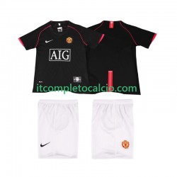 Maglia Manchester United 2007 Retro Divisa Away 2008 Manica Corta ,Bambino