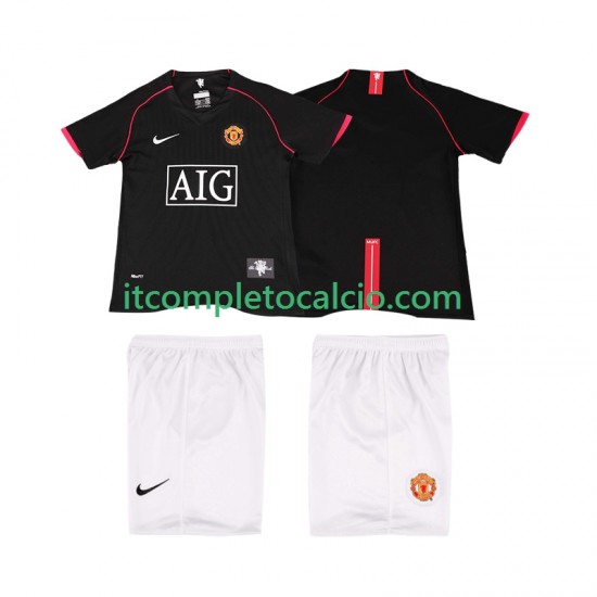 Maglia Manchester United 2007 Retro Divisa Away 2008 Manica Corta ,Bambino