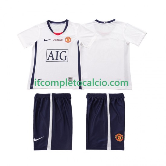 Maglia Manchester United Champions League 2009 Retro Divisa Away 2008 Manica Corta ,Bambino