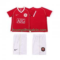 Maglia Manchester United 2007 Retro Divisa Home 2006 Manica Corta ,Bambino