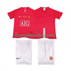Maglia Manchester United Champions League 2007 Retro Divisa Home 2008 Manica Corta ,Bambino