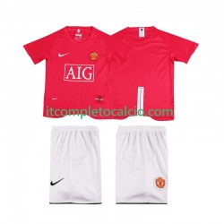 Maglia Manchester United Premier League 2007 Retro Divisa Home 2008 Manica Corta ,Bambino