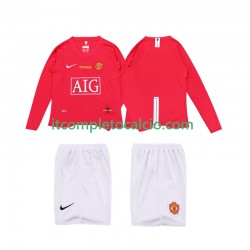 Maglia Manchester United Premier League 2009 Retro Divisa Home 2008 Manica Lunga ,Bambino