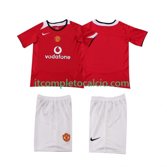 Maglia Manchester United 2005 Retro Divisa Home 2006 Manica Corta ,Bambino