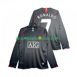Maglia Manchester United Critstiano Ronaldo 7 2007 Retro Divisa Away 2008 Manica Lunga ,Uomo