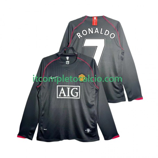 Maglia Manchester United Critstiano Ronaldo 7 2007 Retro Divisa Away 2008 Manica Lunga ,Uomo