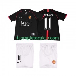 Maglia Manchester United GIGGS 11 2007 Retro Divisa Away 2008 Manica Corta ,Bambino