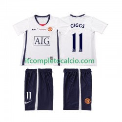 Maglia Manchester United GIGGS 11 Champions League 2009 Retro Divisa Away 2008 Manica Corta ,Bambino