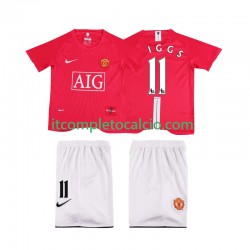 Maglia Manchester United GIGGS 11 Premier League 2007 Retro Divisa Home 2008 Manica Corta ,Bambino