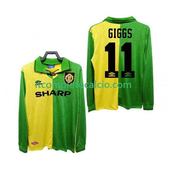 Maglia Manchester United GIGGS 11 1992 Retro Divisa Away 1994 Manica Lunga ,Uomo