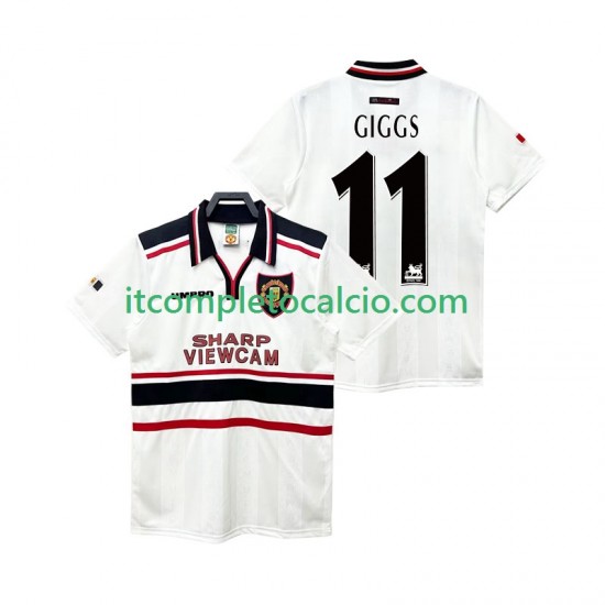Maglia Manchester United GIGGS 11 Retro Divisa Away 1998 1999 Manica Corta ,Uomo