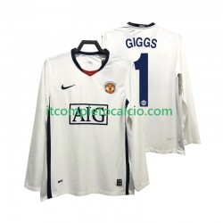 Maglia Manchester United GIGGS 11 Premier League 2009 Retro Divisa Away 2008 Manica Lunga ,Uomo