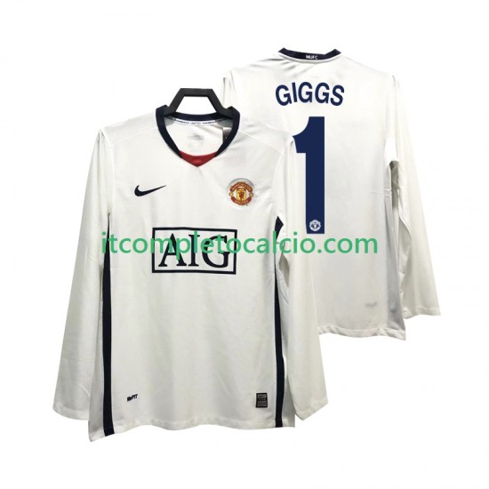 Maglia Manchester United GIGGS 11 Premier League 2009 Retro Divisa Away 2008 Manica Lunga ,Uomo