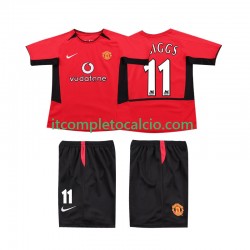 Maglia Manchester United GIGGS 11 Retro Divisa Home 2004 2002 Manica Corta ,Bambino
