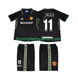 Maglia Manchester United GIGGS 11 Retro Terza Divisa 1998 1999 Manica Corta ,Bambino