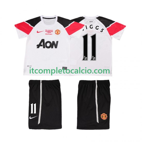 Maglia Manchester United GIGGS 11 Champions League 2012 Retro Terza Divisa 2011 Manica Corta ,Bambino