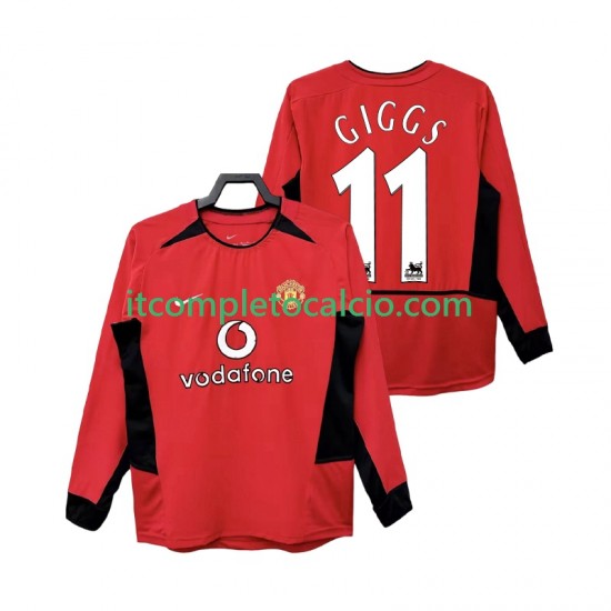 Maglia Manchester United GIGGS 11 Retro Divisa Home 2004 2002 Manica Lunga ,Uomo