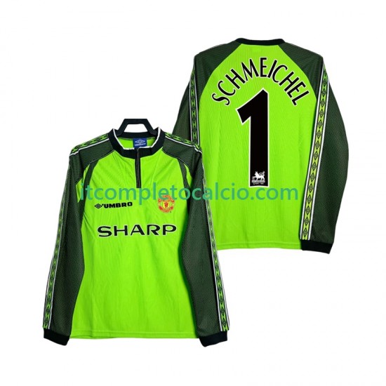 Maglia Manchester United SCHMEICHEL 1 2000 Portiere Retro Divisa Home 1998 Manica Lunga ,Uomo