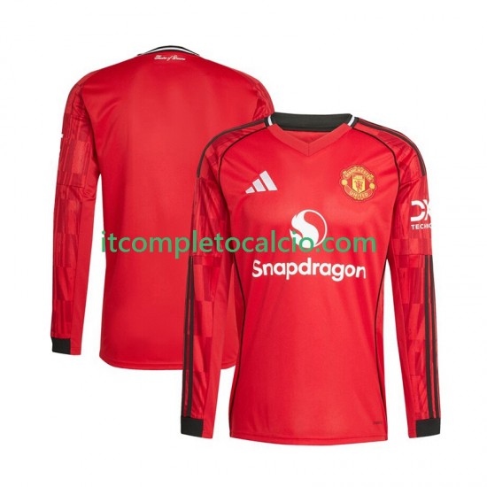 Maglia Manchester United Divisa Home 2025-2026 Manica Lunga ,Uomo