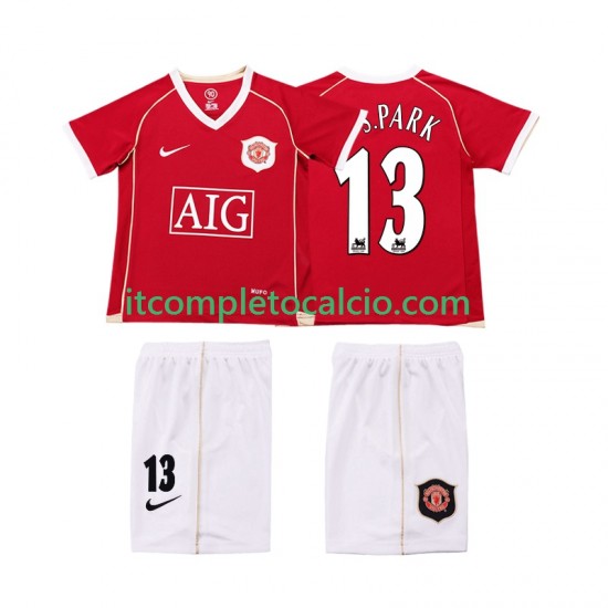 Maglia Manchester United J.S.PARK 13 2007 Retro Divisa Home 2006 Manica Corta ,Bambino