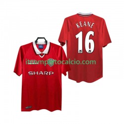 Maglia Manchester United Keane 16 2000 Retro Divisa Home 1999 Manica Corta ,Uomo