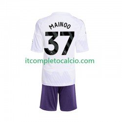 Maglia Manchester United Kobbie Mainoo 37 Divisa Away 2025-2026 Manica Corta ,Bambino