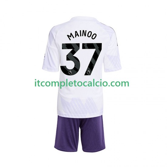 Maglia Manchester United Kobbie Mainoo 37 Divisa Away 2025-2026 Manica Corta ,Bambino