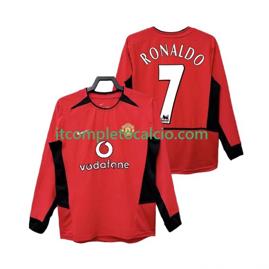 Maglia Manchester United RONALDO 7 Retro Divisa Home 2004 2002 Manica Lunga ,Uomo