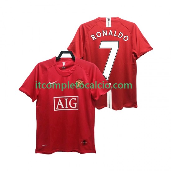 Maglia Manchester United RONALDO 7 Premier League 2007 Retro Divisa Home 2008 Manica Corta ,Uomo