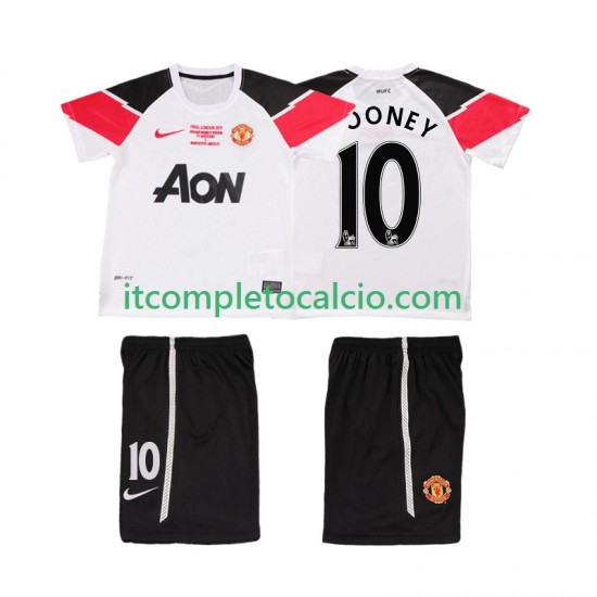 Maglia Manchester United ROONEY 10 Champions League 2012 Retro Terza Divisa 2011 Manica Corta ,Bambino