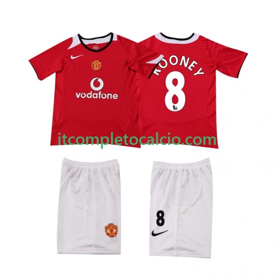 Maglia Manchester United ROONEY 8 2005 Retro Divisa Home 2006 Manica Corta ,Bambino