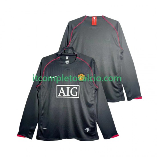 Maglia Manchester United 2007 Retro Divisa Away 2008 Manica Lunga ,Uomo