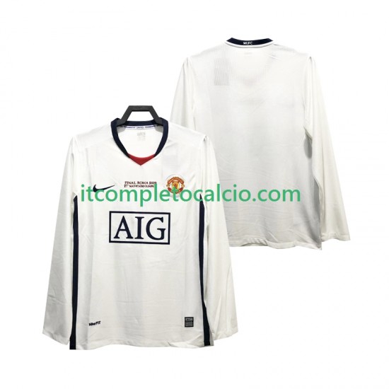 Maglia Manchester United Champions League 2009 Retro Divisa Away 2008 Manica Lunga ,Uomo