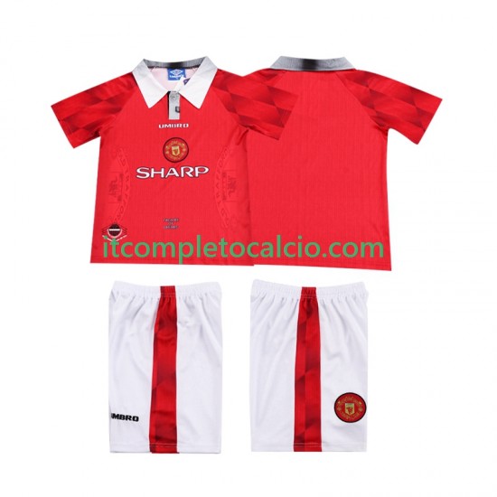 Maglia Manchester United 1996 1997 Retro Divisa Home Manica Corta ,Bambino