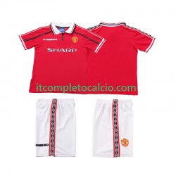 Maglia Manchester United Retro Divisa Home 1998 1999 Manica Corta ,Bambino