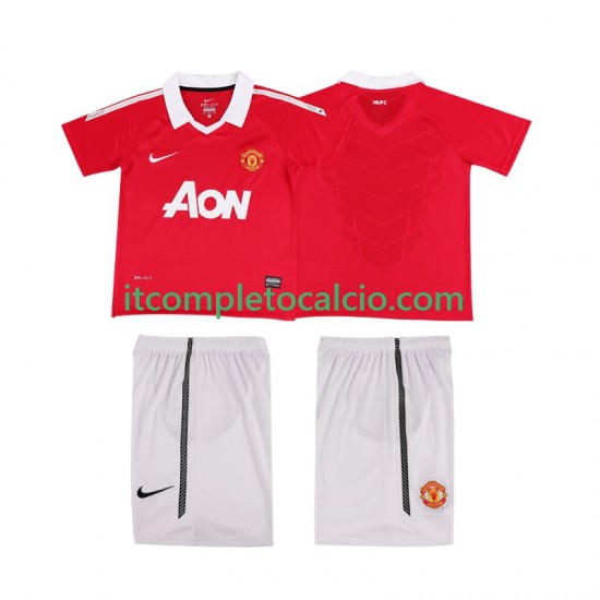 Maglia Manchester United Retro Divisa Home 2011 2010 Manica Corta ,Bambino
