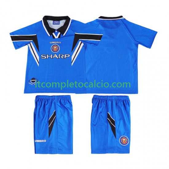 Maglia Manchester United 1996 Retro Terza Divisa 1998 Manica Corta ,Bambino