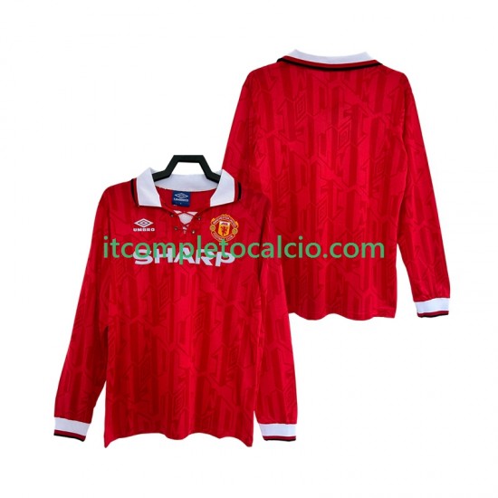Maglia Manchester United 1992 Retro Divisa Home 1994 Manica Lunga ,Uomo