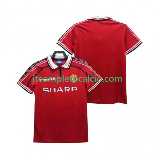 Maglia Manchester United Retro Divisa Home 1998 1999 Manica Corta ,Uomo