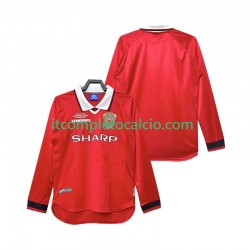 Maglia Manchester United 2000 Retro Divisa Home 1999 Manica Lunga ,Uomo