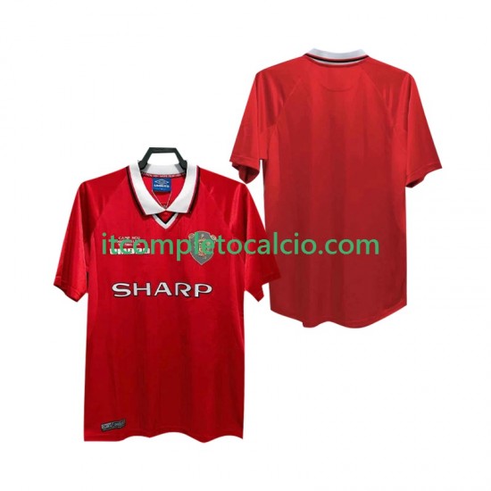 Maglia Manchester United 2000 Retro Divisa Home 1999 Manica Corta ,Uomo